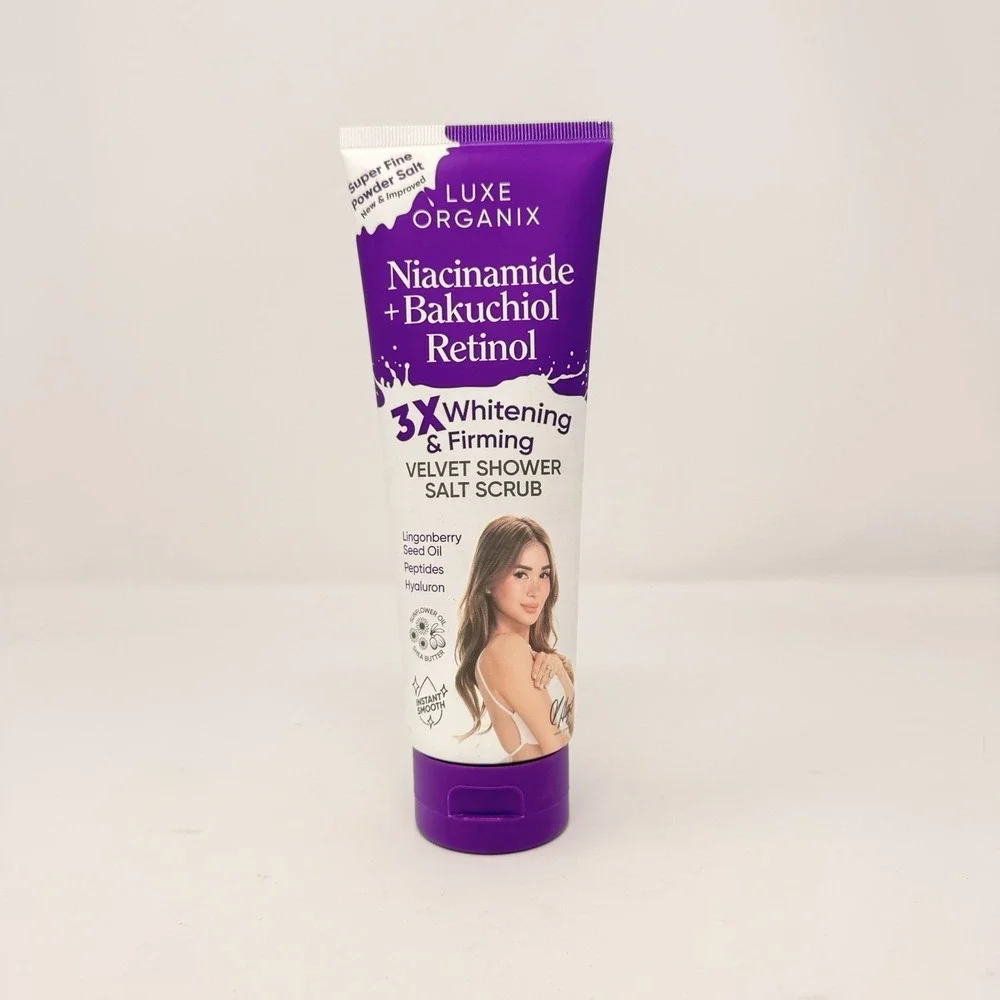 Luxe Organix Niacinamide Bakuchiol Retinol Velvet Shower Salt Scrub‎ 320g NIB